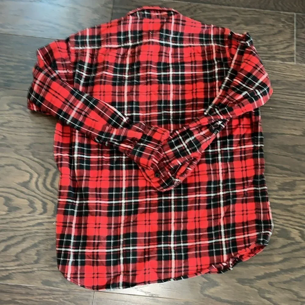 Polo Ralph Lauren Holiday Red Black Plaid tartan Button Down Shirt-S 2 pockets